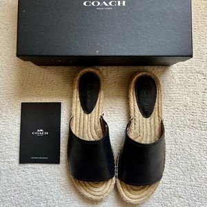 Coach Black Espadrille Slides Size 8